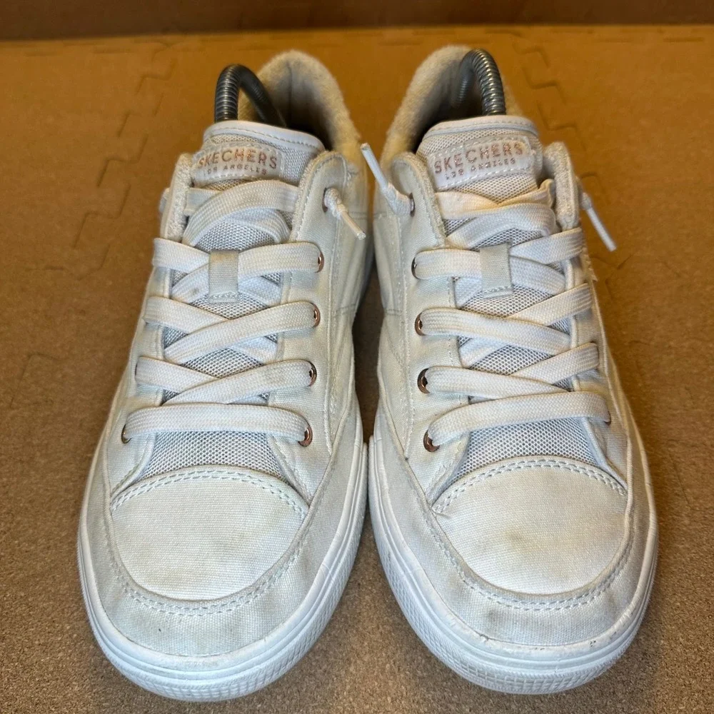 Skechers Los Angeles Arch Fit White Rose Gold Sneakers 177190W Womens 9.5 Wide